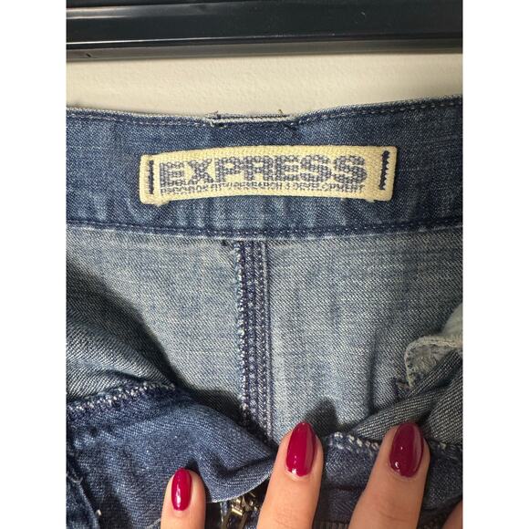 Vintage Y2K Express‎ Mini Denim Cargo Jean Skirt Grunge Skater 8 - Picture 7 of 8